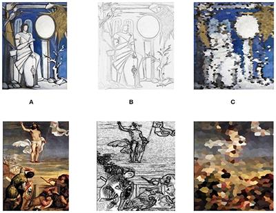 A Neuroelectrical Brain Imaging Study on the Perception of Figurative Paintings against Only their Color or Shape Contents